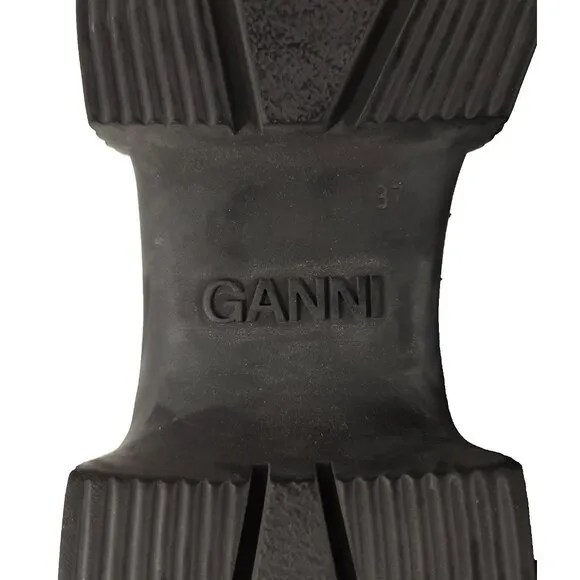 Ganni Rubber Country Boots Size 37 US 7 Black Womens $375