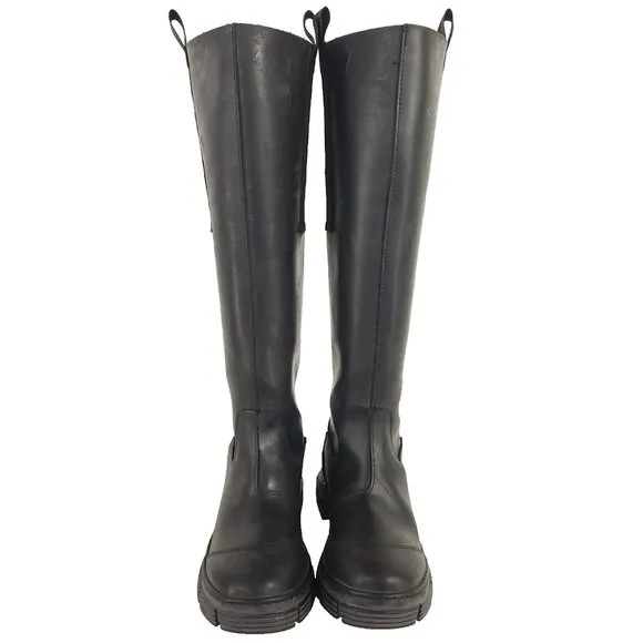 Ganni Rubber Country Boots Size 37 US 7 Black Womens $375