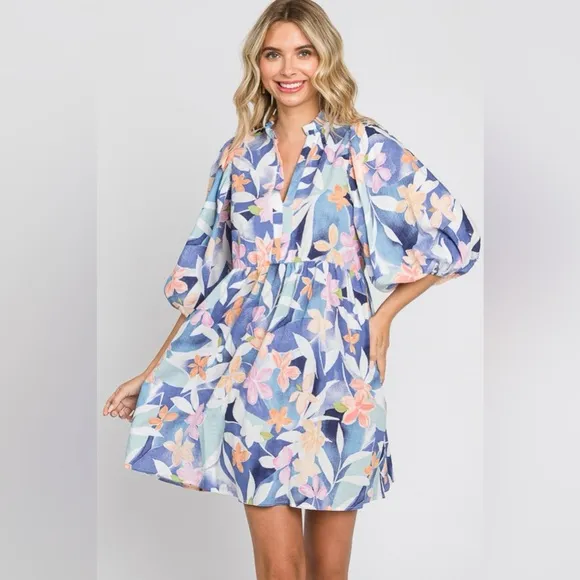 GeeGee Floral Print Mini Dress