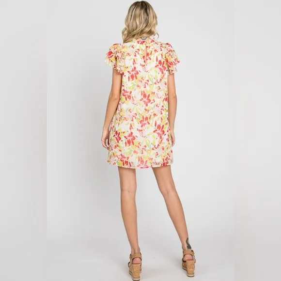 GeeGee Floral Short Sleeve Mini Dress