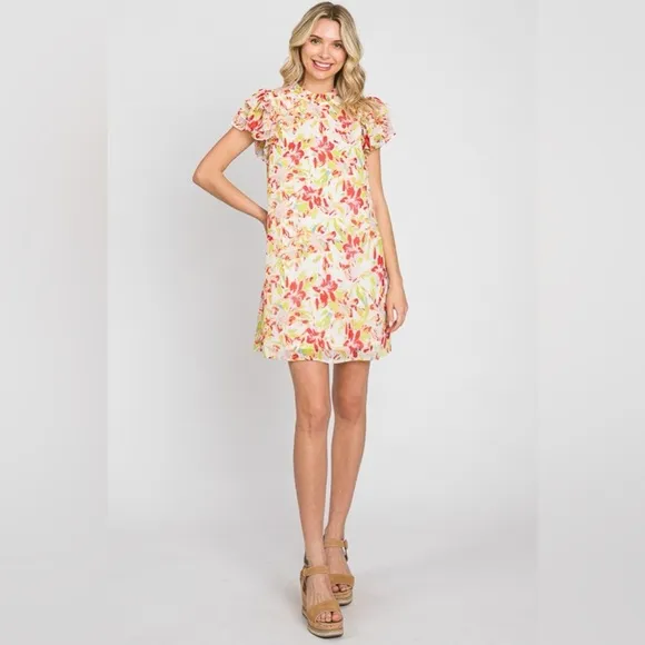 GeeGee Floral Short Sleeve Mini Dress