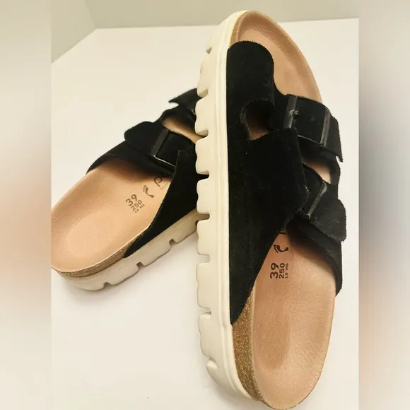 GENTLY USED BIRKINSTOCK Papillio Black Suede Women's SandalsSz 39