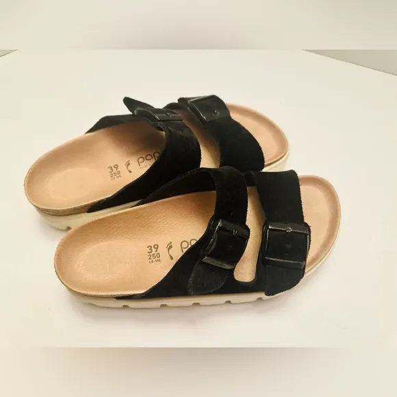 GENTLY USED BIRKINSTOCK Papillio Black Suede Women's SandalsSz 39