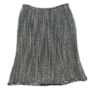 Gerard Darel black &amp; white wool size 8 midi skirt with fringe hem cottagecore