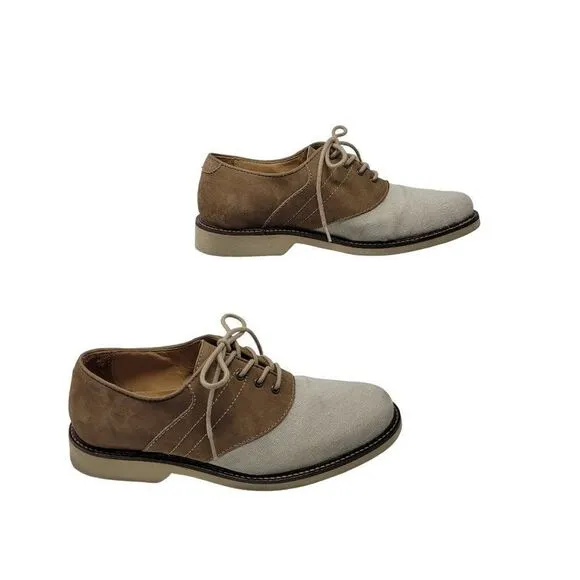 G.H. Bass &amp; Co Suede Leather Bass-Finn Oxfords 7 Tan Color Blocked Lace Up