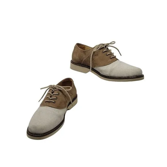 G.H. Bass &amp; Co Suede Leather Bass-Finn Oxfords 7 Tan Color Blocked Lace Up
