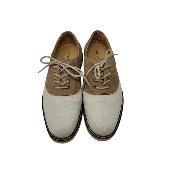 G.H. Bass &amp; Co Suede Leather Bass-Finn Oxfords 7 Tan Color Blocked Lace Up