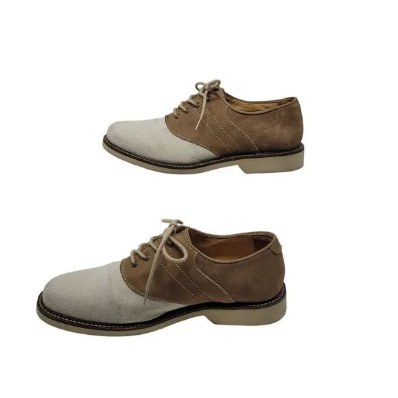 G.H. Bass &amp; Co Suede Leather Bass-Finn Oxfords 7 Tan Color Blocked Lace Up