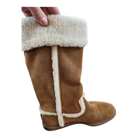 G.H. Bass Annabeth leather boots women sz 7.5M tall brown suede warm winter cozy