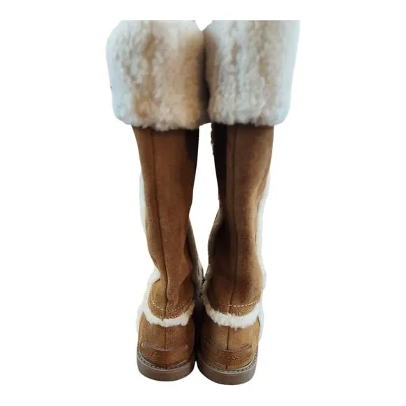G.H. Bass Annabeth leather boots women sz 7.5M tall brown suede warm winter cozy