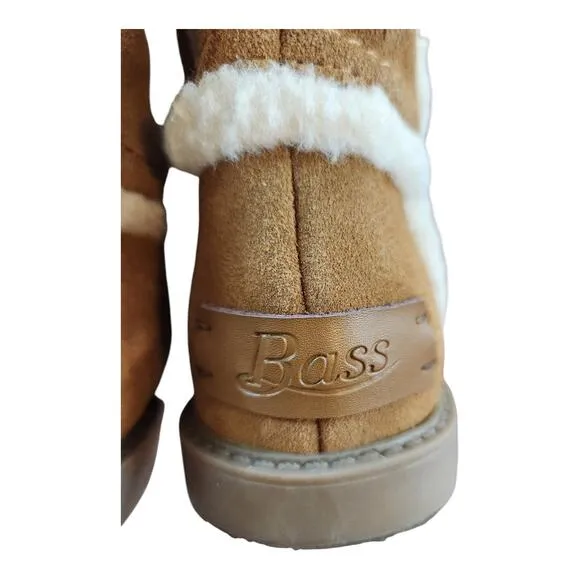 G.H. Bass Annabeth leather boots women sz 7.5M tall brown suede warm winter cozy
