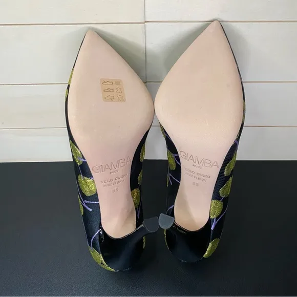 Giambattista Valli Paris Heels Women's Size 7 Shoes EU38 Black Gold Stiletto