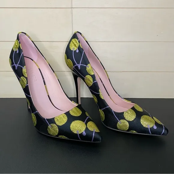 Giambattista Valli Paris Heels Women's Size 7 Shoes EU38 Black Gold Stiletto