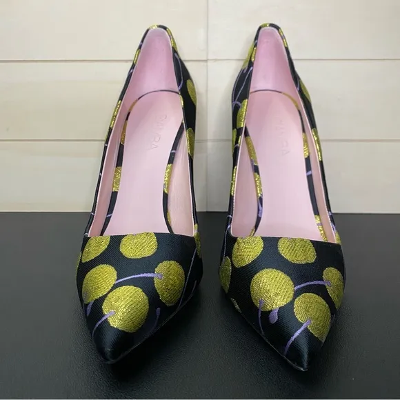Giambattista Valli Paris Heels Women's Size 7 Shoes EU38 Black Gold Stiletto