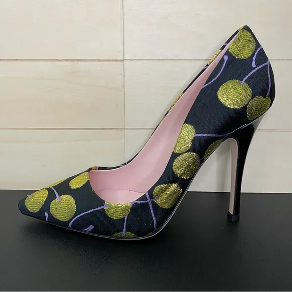 Giambattista Valli Paris Heels Women's Size 7 Shoes EU38 Black Gold Stiletto