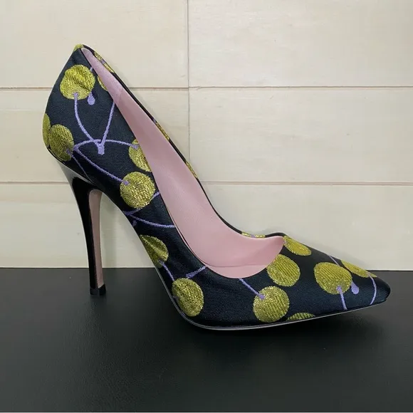 Giambattista Valli Paris Heels Women's Size 7 Shoes EU38 Black Gold Stiletto