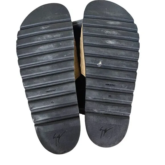 Giuseppe Zanotti Mens Tan Croc Embossed Slides 10 Sandals Made In Italy Designer