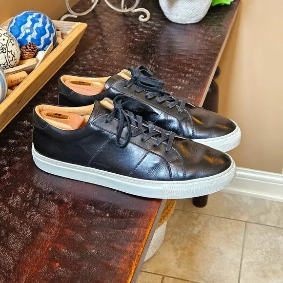GREATS Brooklyn Men's Royale Leather Sneakers, Black, Sz 13