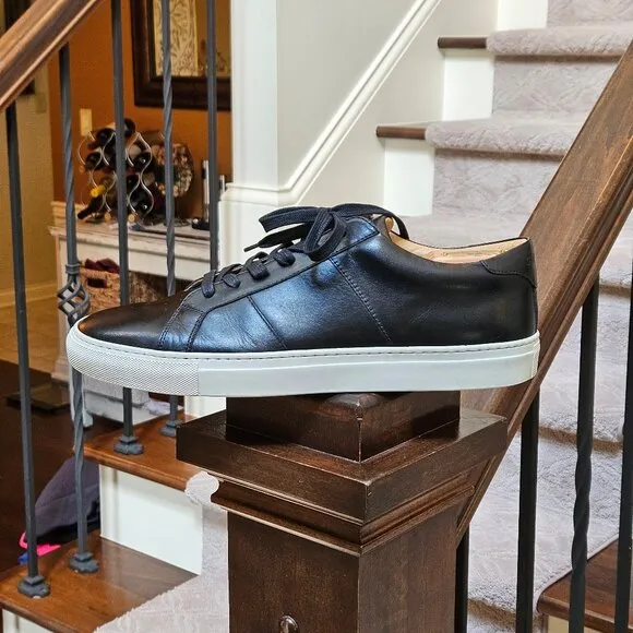 GREATS Brooklyn Men's Royale Leather Sneakers, Black, Sz 13
