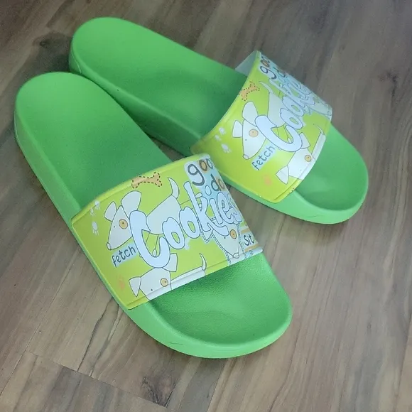 Green Kids Slide Sandals