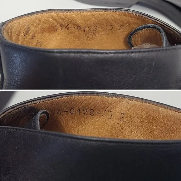 Gucci 40E US 7.5 Wide Flat Ankle Boots Black Leather Monk Strap