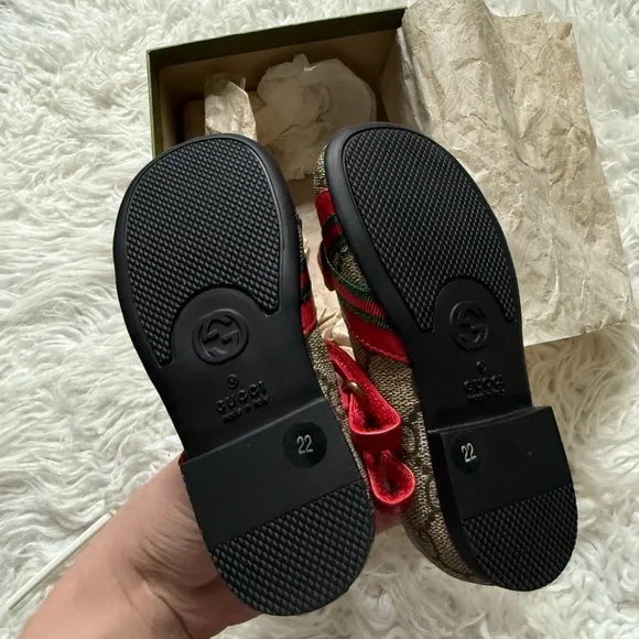 Gucci Kids Red and Brown Mary Jane Shoes