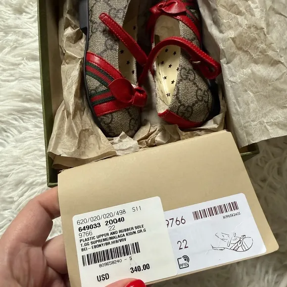 Gucci Kids Red and Brown Mary Jane Shoes