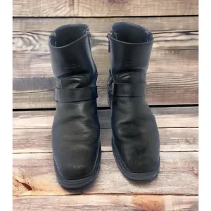 Harley Davidson Hustin Black Leather Harness Motorcycle Boots SZ 9.5 95354