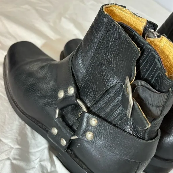 Harley Davidson Men's Black Leather Biker Boots Size 11.5 Casual Durable Stylish