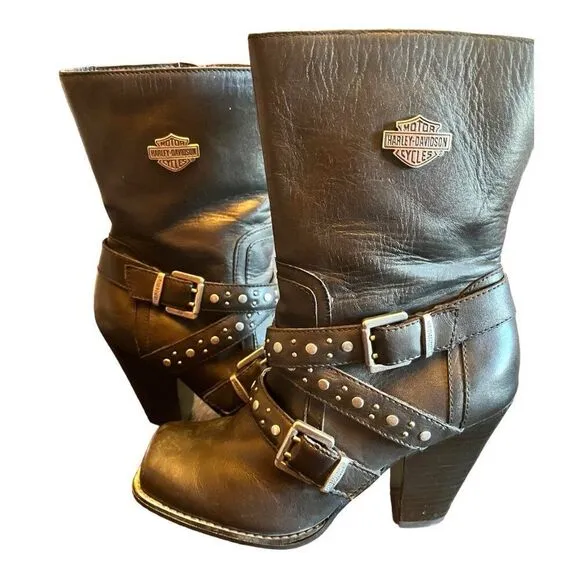 Harley Davidson Black Biker Boots Women's Size‎ 7