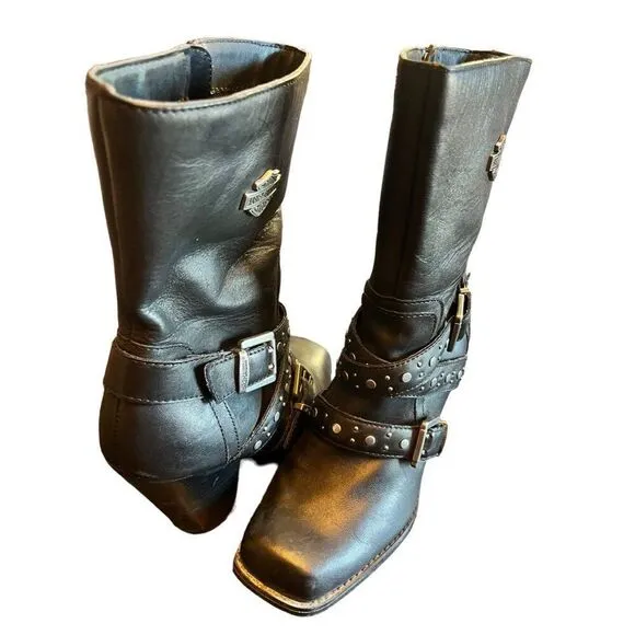 Harley Davidson Black Biker Boots Women's Size‎ 7