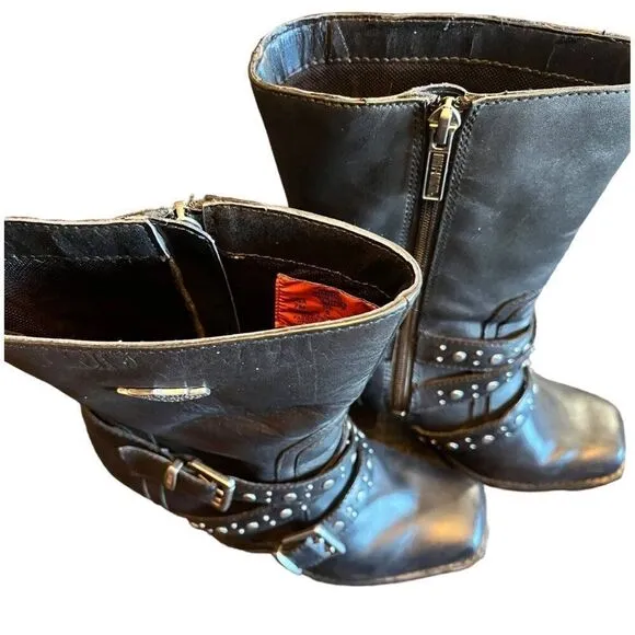 Harley Davidson Black Biker Boots Women's Size‎ 7