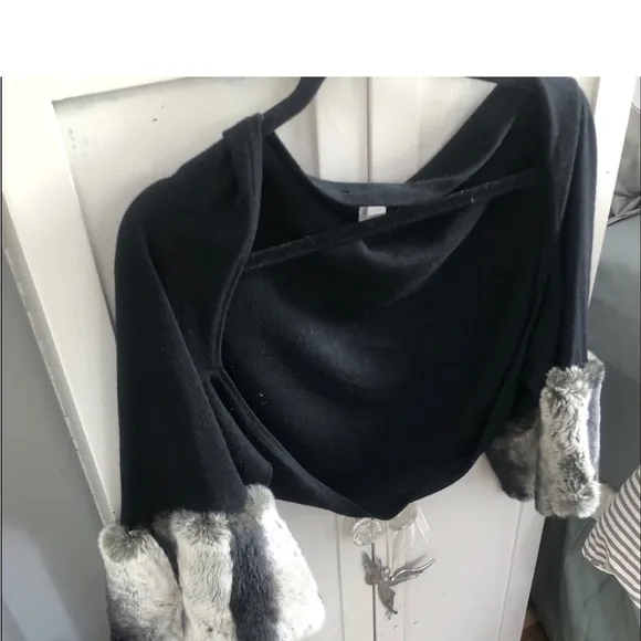 Harrison Morgan Genuine beautiful softest Fur, Cashmere Shrug , shawl, sweater