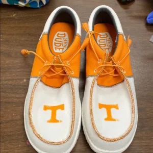 Hey Dude Men's Orange and White Shoes