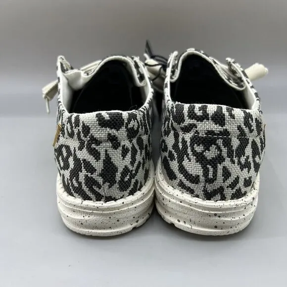 Hey Dude Wendy Woven Cheetah Women Size 6 Gray Slip On Lightweight Comfort Shoes