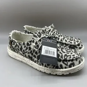 Hey Dude Wendy Woven Cheetah Women Size 6 Gray Slip On Lightweight Comfort Shoes