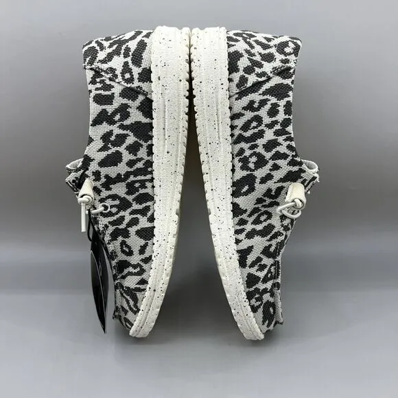Hey Dude Wendy Woven Cheetah Women Size 6 Gray Slip On Lightweight Comfort Shoes