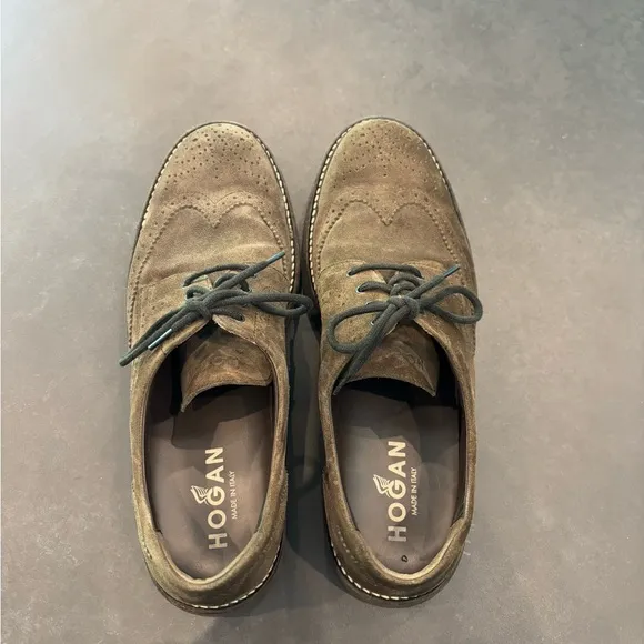 Hogan Brown Oxford Shoes with Suede Finish