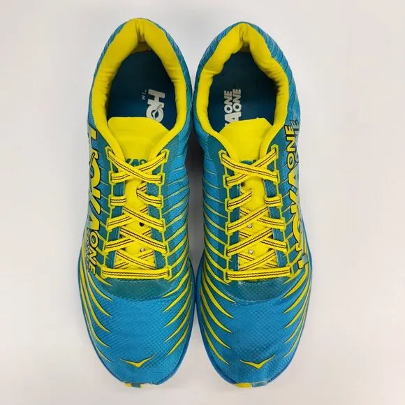 Hoka One One Evo XC Spikeless Running Shoes Men Sz 9 Blue Yellow 1108396 Lace Up