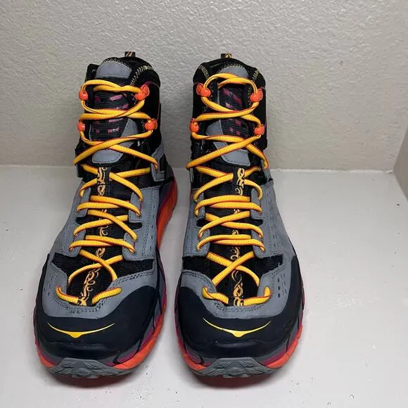 Hoka One One Tor Ultra Hi Waterproof Hiking Boots Black/Chili Pepper Men's Sz 12