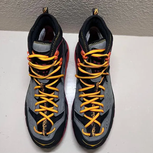 Hoka One One Tor Ultra Hi Waterproof Hiking Boots Black/Chili Pepper Men's Sz 12