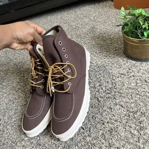 Huckberry VULCANIZER Oxford Boots High Top Moc Toe Brown Lace Up 44 US 11 New