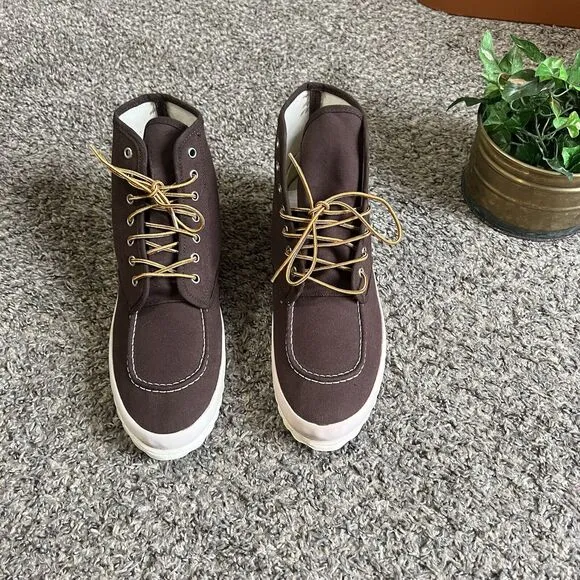 Huckberry VULCANIZER Oxford Boots High Top Moc Toe Brown Lace Up 44 US 11 New