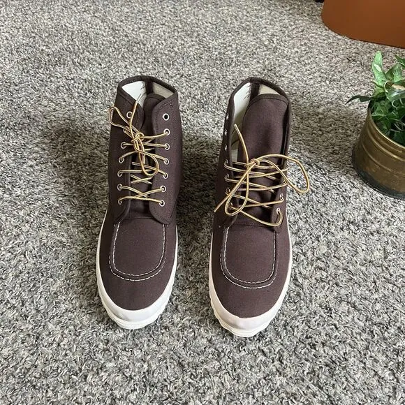 Huckberry VULCANIZER Oxford Boots High Top Moc Toe Brown Lace Up 44 US 11 New