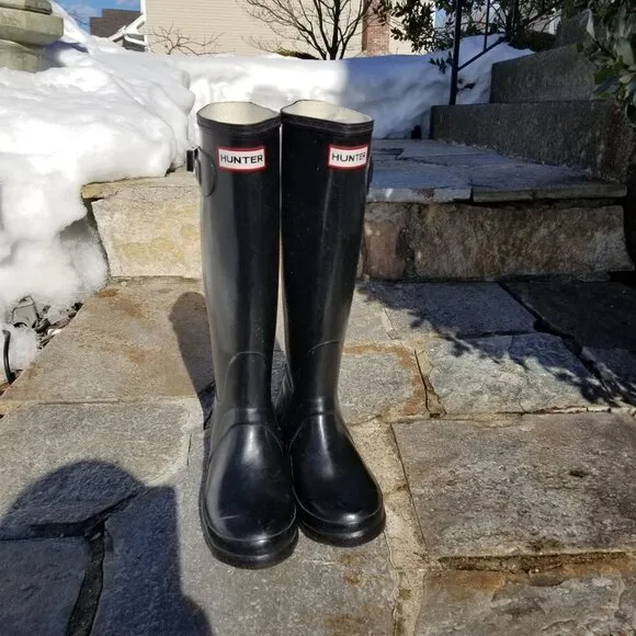 Hunter Extended Calf Tall Gloss Rain Boots Size 6