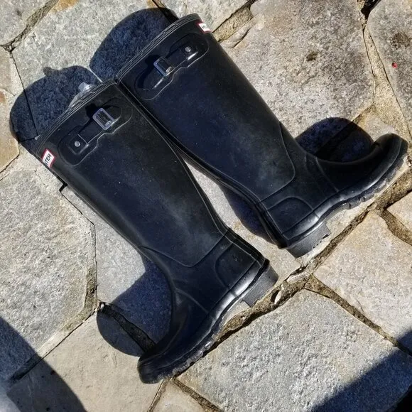 Hunter Extended Calf Tall Gloss Rain Boots Size 6
