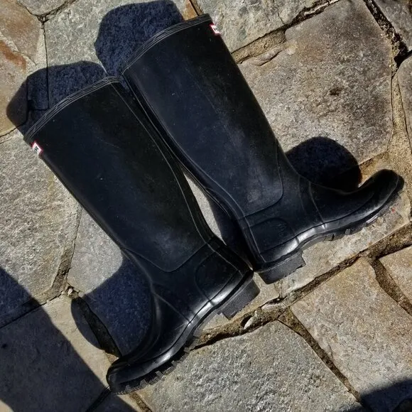 Hunter Extended Calf Tall Gloss Rain Boots Size 6