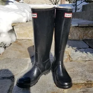Hunter Extended Calf Tall Gloss Rain Boots Size 6