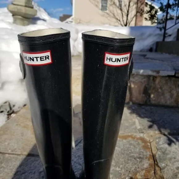Hunter Extended Calf Tall Gloss Rain Boots Size 6