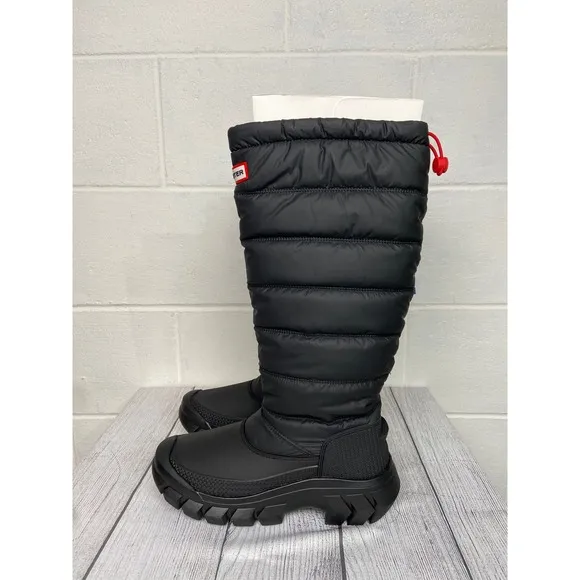 Hunter Intrepid Tall Snow Boots Waterproof Winter Black US 7